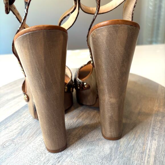 Alexandre Birman Exotic Crocodile Print Open Toe Platform Sandals US Size 9 - Picture 9 of 13